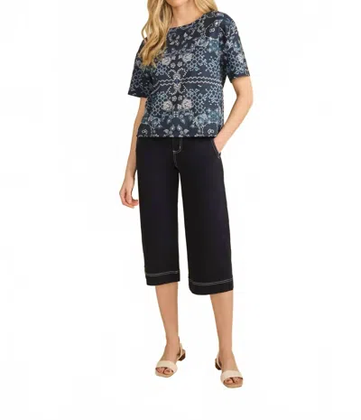 Fdj Olivia Wide Capri Pants In Navy In Blue