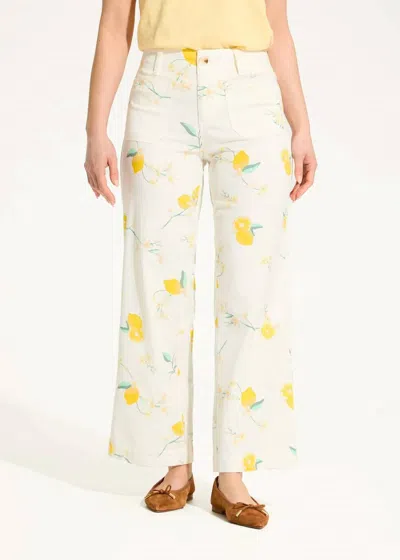Fdj Olivia Wide Leg Lemon Pant In Off White In Yellow