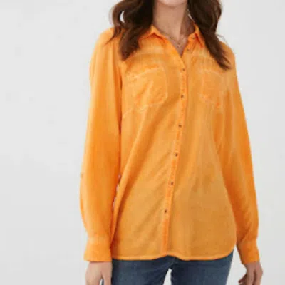 Fdj Orange Wash Button Up In Papaya