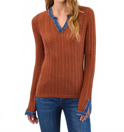 Fdj Pamela Pointelle Fine Gauge Sweater In Warm Bronze In Brown