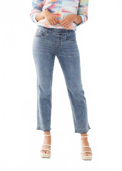 Fdj Pari Pull-on Straight Ankle Jeans In Light Blue
