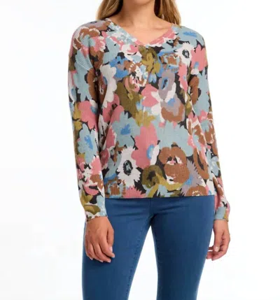Fdj Paulla Printed V-neck Sweater In Fall Forest In Multi