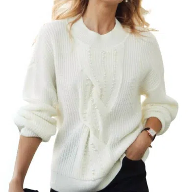 Fdj Pearl Embellished Cable Sweater In Ivory In White