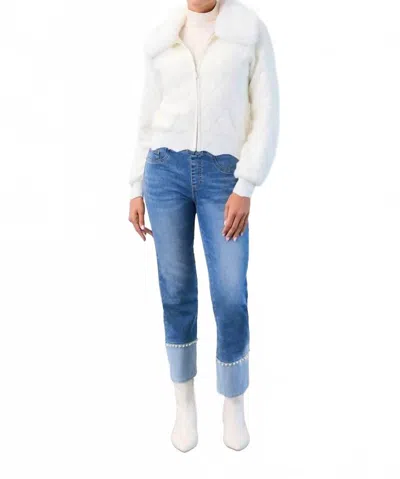 Fdj Pearla Pull-on Straight Ankle Denim Jeans In Blue