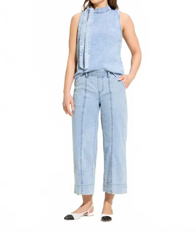 Fdj Peg Pull-on Wide Crop Trousers In Powder Wash In Blue