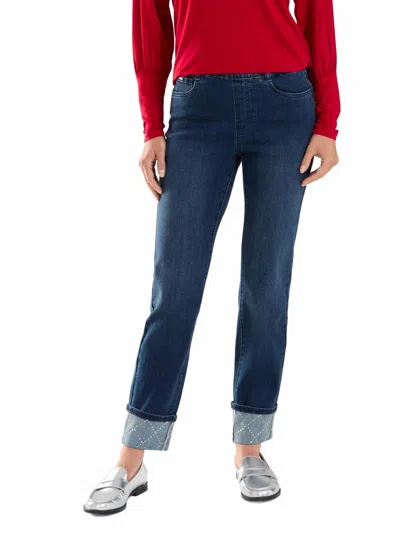 Fdj Pilar Pull-on Cuffed Straight Ankle Denim Jeans In Dark Vintage In Blue