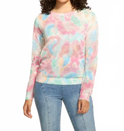 Fdj Pointelle Printed Sweater In Grand Floral In Multi