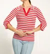Fdj Polo Stripe Sweater In Rouge In Red