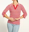 Fdj Polo Stripe Sweater In Rouge In Multi