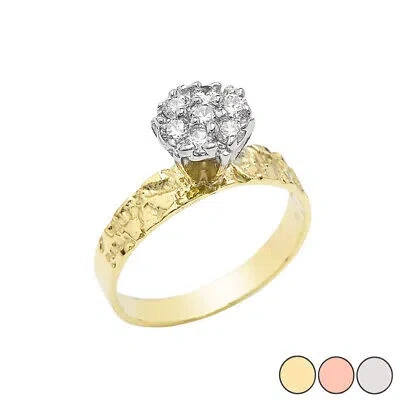 Pre-owned Fdj Popcorn Nugget 7mm .25cts Solitaire Ring In Gold (yellow/rose/white) In Yellow Gold
