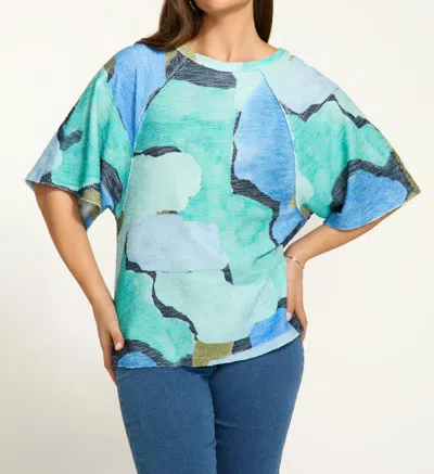 Fdj Printed Boat Neck Top In Tidal Pool In Multi