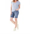 Fdj Printed Cap Sleeve V-neck Top In Blue In Blue