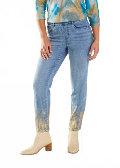 Fdj Pull-on Pencil Ankle Denim Pants In Indigo In Blue