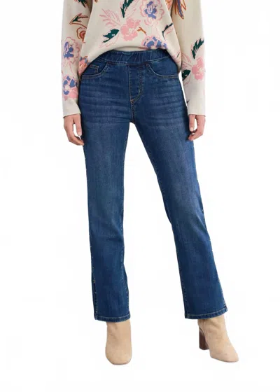 Fdj Pull On Straight Ankle Denim Jean In Blue