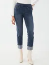 Fdj Pull On Straight Ankle Jeans In Vintage Denim In Multi