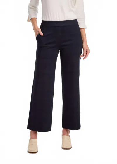 Fdj Pull On Wide Ankle Pants In Navy Check In Blue