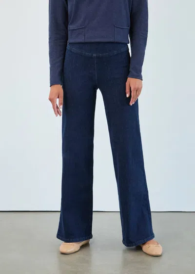 Fdj Pull On Wide Leg Pants In Dark Rinse In Blue