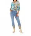 Fdj Portia Pull On Pencil Ankle Denim Jeans In Blue And Gold In Blue