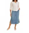 Fdj Pull-on Skirt With Slits In Light Denim In Blue