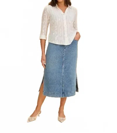 Fdj Pull-on Skirt With Slits In Light Denim In Blue