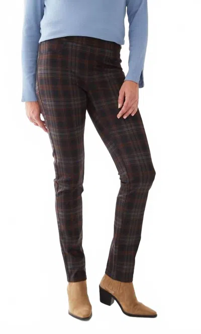 Fdj Pull-on Slim Leg Pants In Clay Plaid In Multi