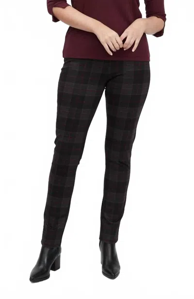 Fdj Pull-on Slim Leg Pants In Merlot Plaid In Multi