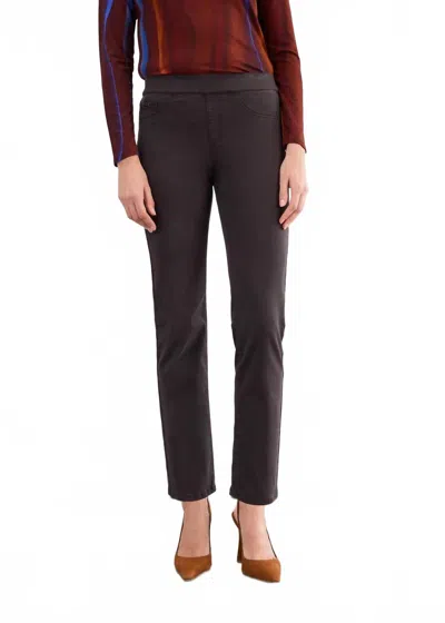 Fdj Pull-on Straight Ankle Denim Jeans In Rich Brown In Black