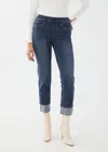 Fdj Pull On Straight Ankle Jeans In Vintage Denim In Blue