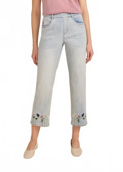 Fdj Pull-on Straight Crop Jeans In Light Wash In Blue