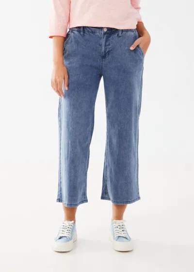 Fdj Pull-on Wide Leg Crop Jeans In Med Wash In Blue