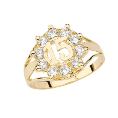 Pre-owned Fdj Quinceañera Cubic Zirconia Ring In Gold (available In Yellow/rose/white Gold) In Yellow Gold