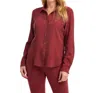 Fdj Long Sleeve Roll Sleeve Crinkle Shirt In Rust Red In Multi