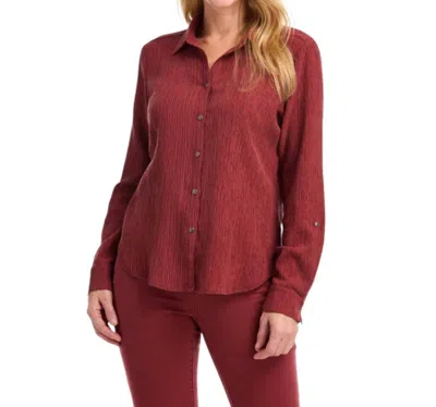 FDJ ROLL-UP SLEEVE CRINKLE SHIRT IN RUST RED