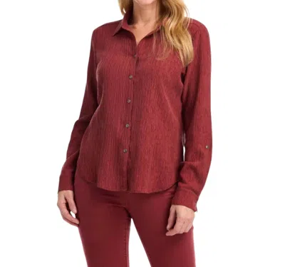 Fdj Roll-up Sleeve Crinkle Shirt In Rust Red In Burgundy