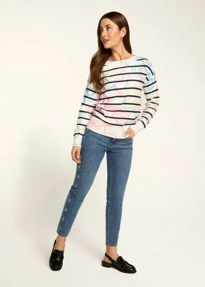 Fdj Rosetta Print Boat-neck Printed Sweater In Multicolor In White