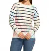 Fdj Boatneck Printed Sweater In Rosette Print In Multi
