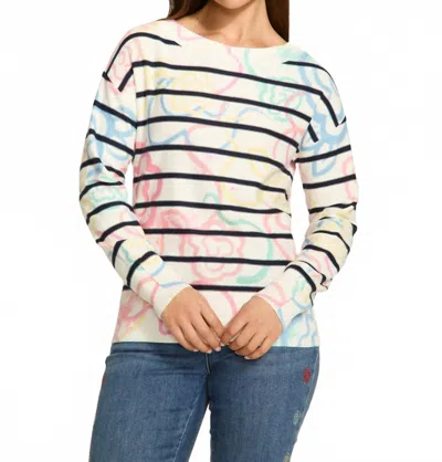 FDJ ROSETTE PRINT BOAT NECK SWEATER