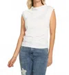 Fdj Rushed Cap Sleeveless Top In White In White