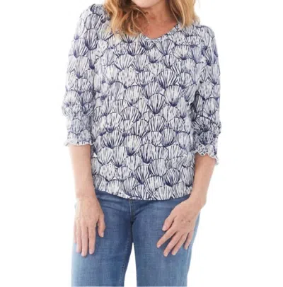 Fdj Shell Etching Print Top In Multi In Blue