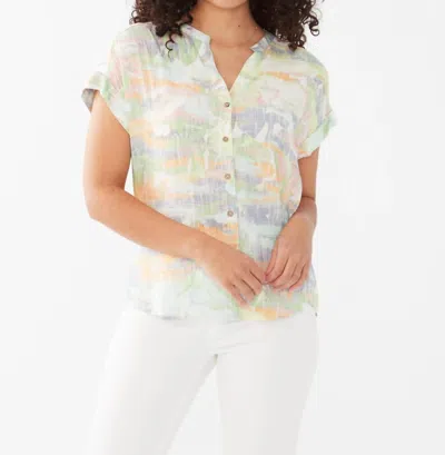 Fdj Short Sleeve Dolman Shirt In Bahama Print