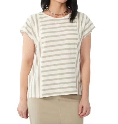 Fdj Short Sleeve Stripe Top In Bay Leaf In Green