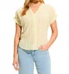 Fdj Short Sleeve Stripe Top In Lemonade Stripe In Yellow