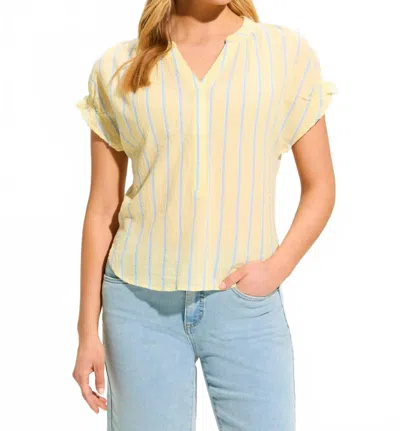 Fdj Short Sleeve Stripe Top In Lemonade Stripe In Yellow