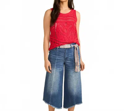 Fdj Sleeveless Crochet Sweater In Red