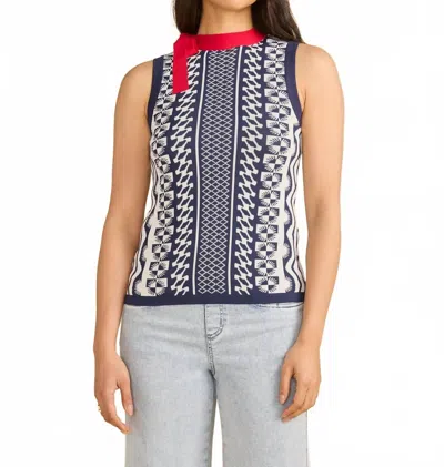 Fdj Sleeveless Knit Top In Navy In Blue