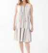 Fdj Sleeveless Tiered Midi Dress In Baha Stripe In Beige