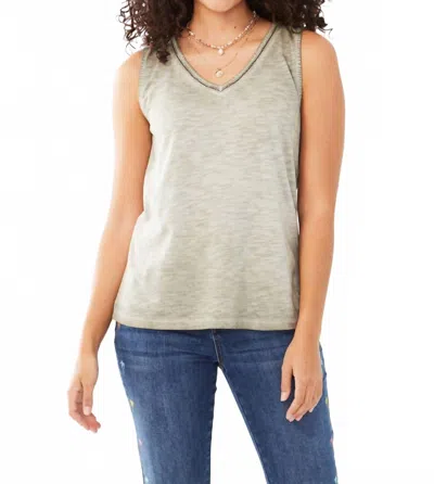 Fdj Sleeveless V-neck Jersey Top In Pistachio In Gray