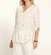 Fdj Smocked 3/4 Sleeve Shirt In Spring Leopard
