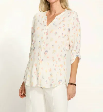 Fdj Smocked 3/4 Sleeve Shirt In Spring Leopard