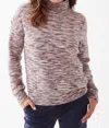Fdj Mock Neck Space Dye Sweater In Cabernet In Grey